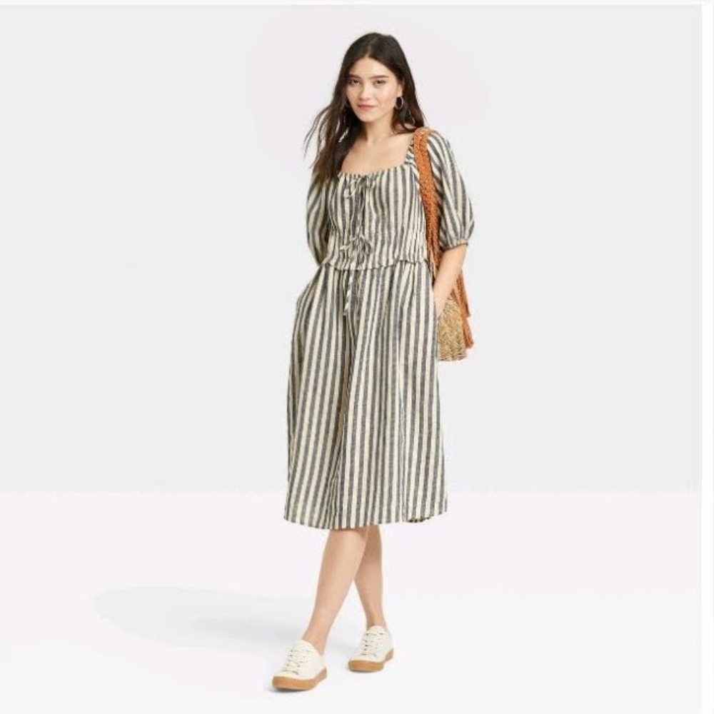 NWT Universal  Threads Cream Striped Dress XL